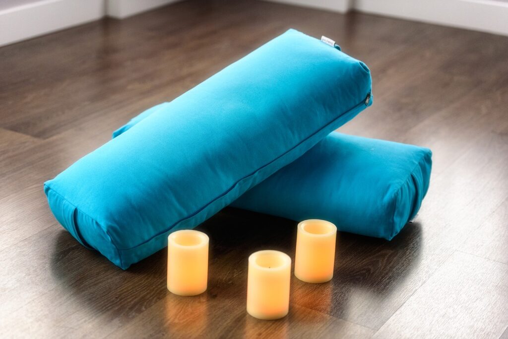 yoga, bolster, candle